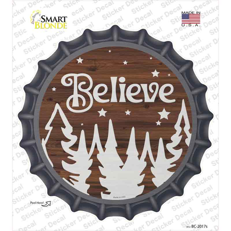 Believe Winter Silhouette Novelty Bottle Cap Sticker Decal