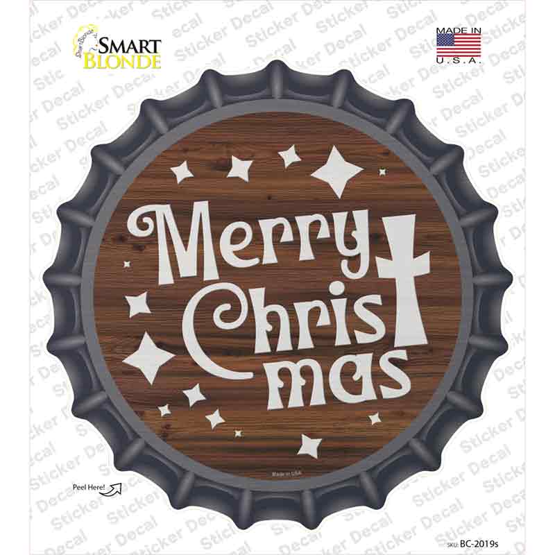 Merry Christmas with Cross Novelty Bottle Cap Sticker Decal