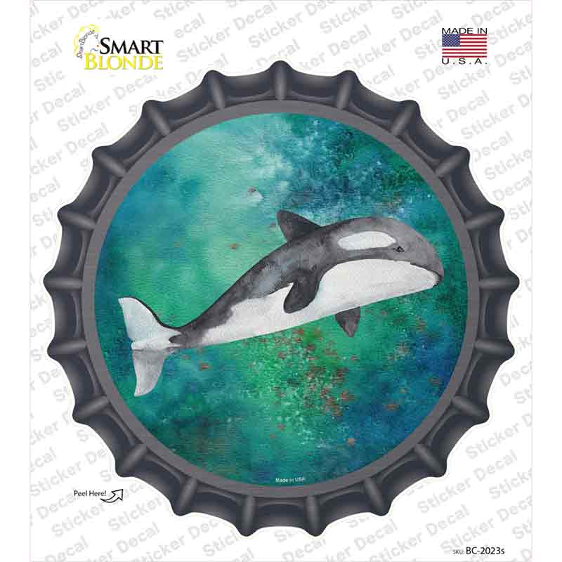 Whale Aqua Novelty Bottle Cap Sticker Decal