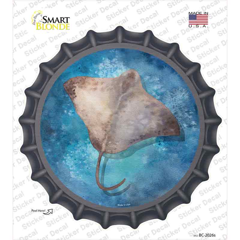 Stingray Blue Novelty Bottle Cap Sticker Decal
