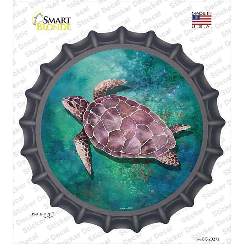 Sea Turtle Aqua Novelty Bottle Cap Sticker Decal
