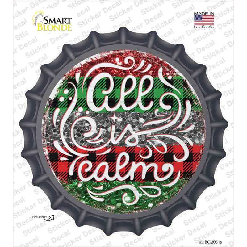 All Is Calm Christmas Novelty Bottle Cap Sticker Decal