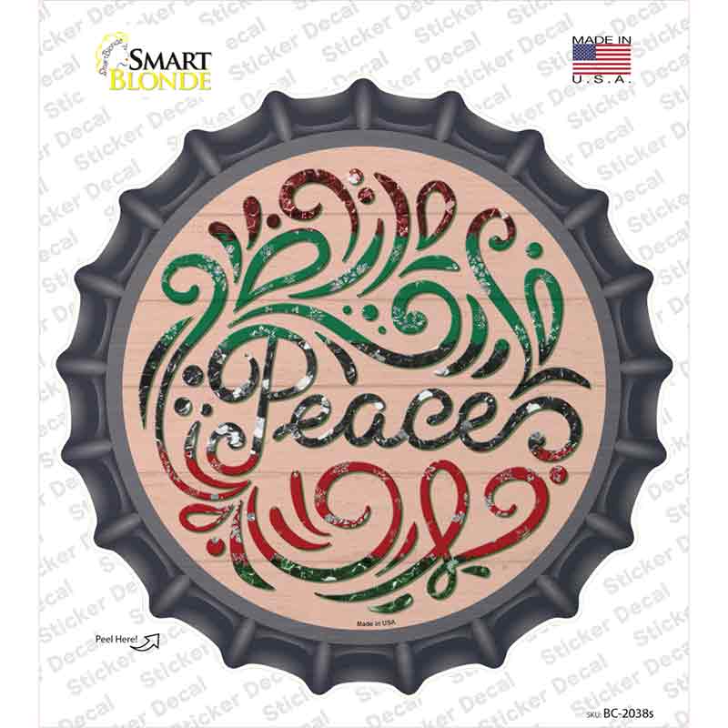 Peace Christmas Novelty Bottle Cap Sticker Decal
