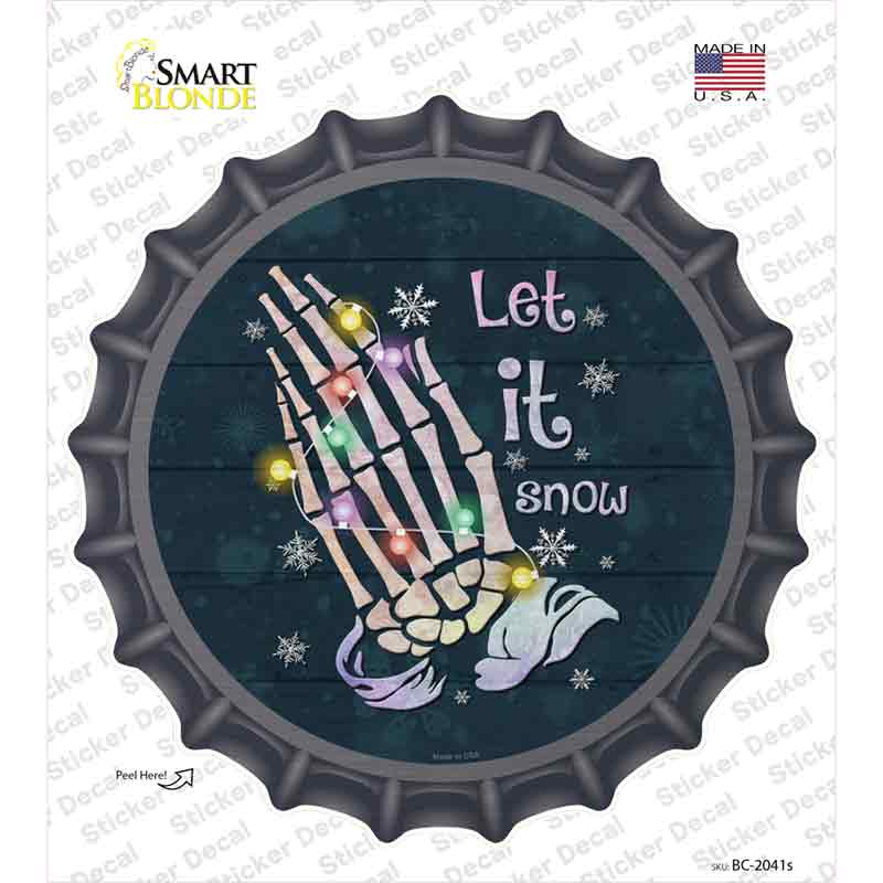 Let it Snow Skeleton Hands Novelty Bottle Cap Sticker Decal