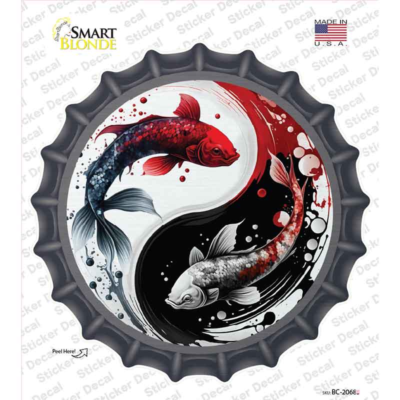 Koi Fish Yin-Yang Novelty Bottle Cap Sticker Decal BC-2068s