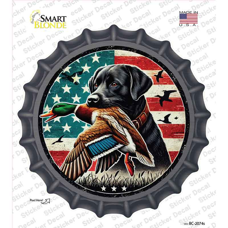Black Lab with Duck Novelty Bottle Cap Sticker Decal BC-2074s