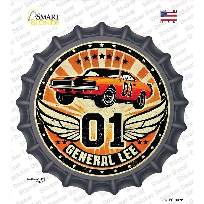 01 General Lee Novelty Bottle Cap Sticker Decal BC-2089s