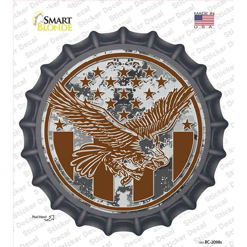 Eagle with American Flag Novelty Bottle Cap Sticker Decal BC-2098s