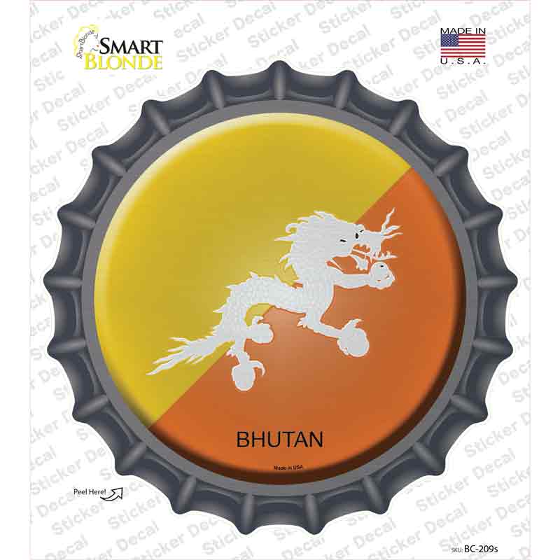 Bhutan Country Novelty Bottle Cap Sticker Decal