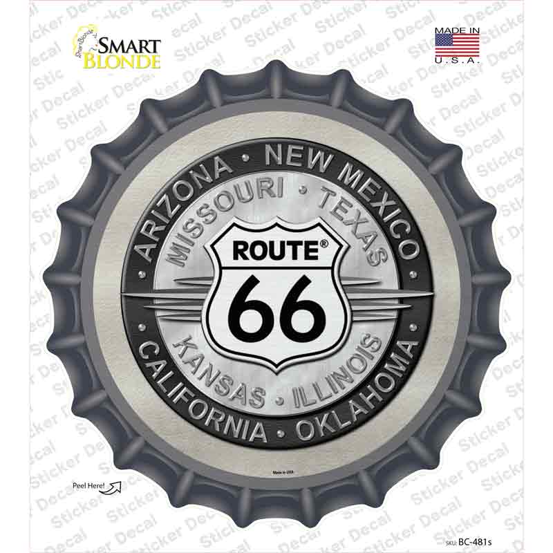Route 66 States Novelty Bottle Cap Sticker Decal