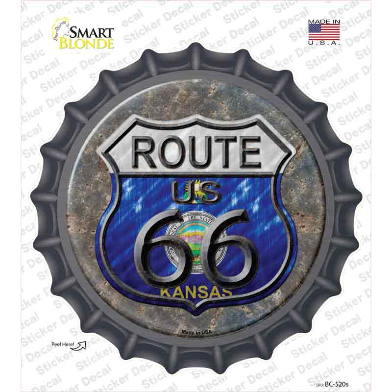Kansas Route 66 Novelty Bottle Cap Sticker Decal