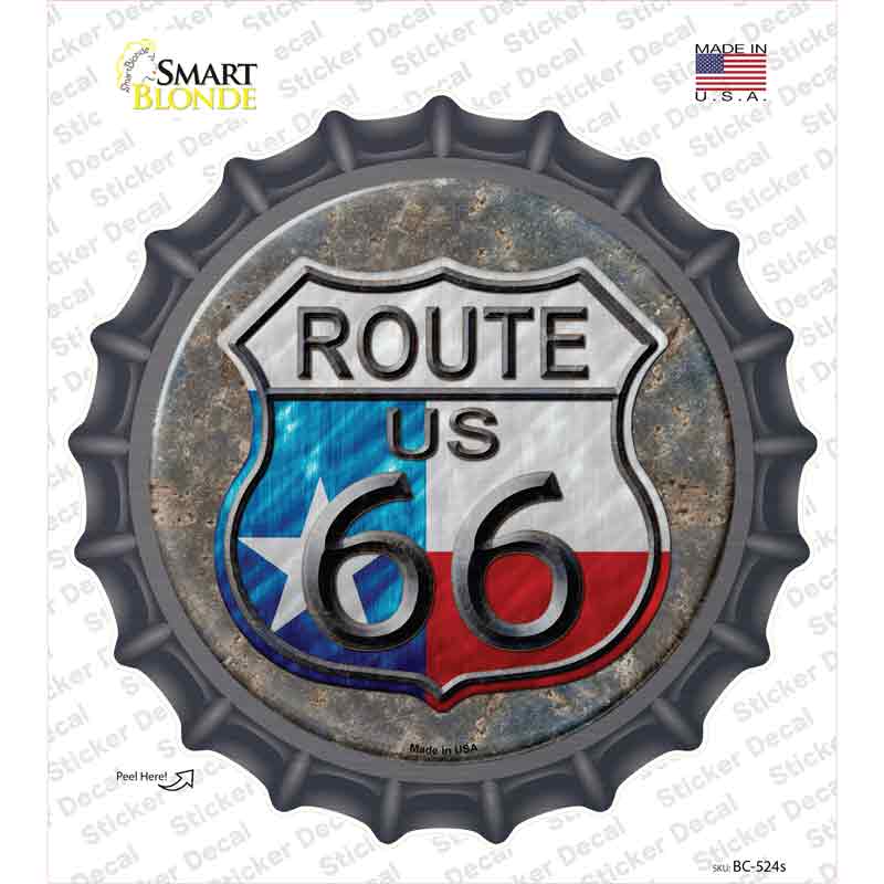 Texas Route 66 Novelty Bottle Cap Sticker Decal
