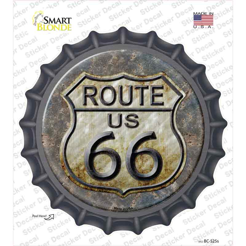 Rusty Route 66 Novelty Bottle Cap Sticker Decal