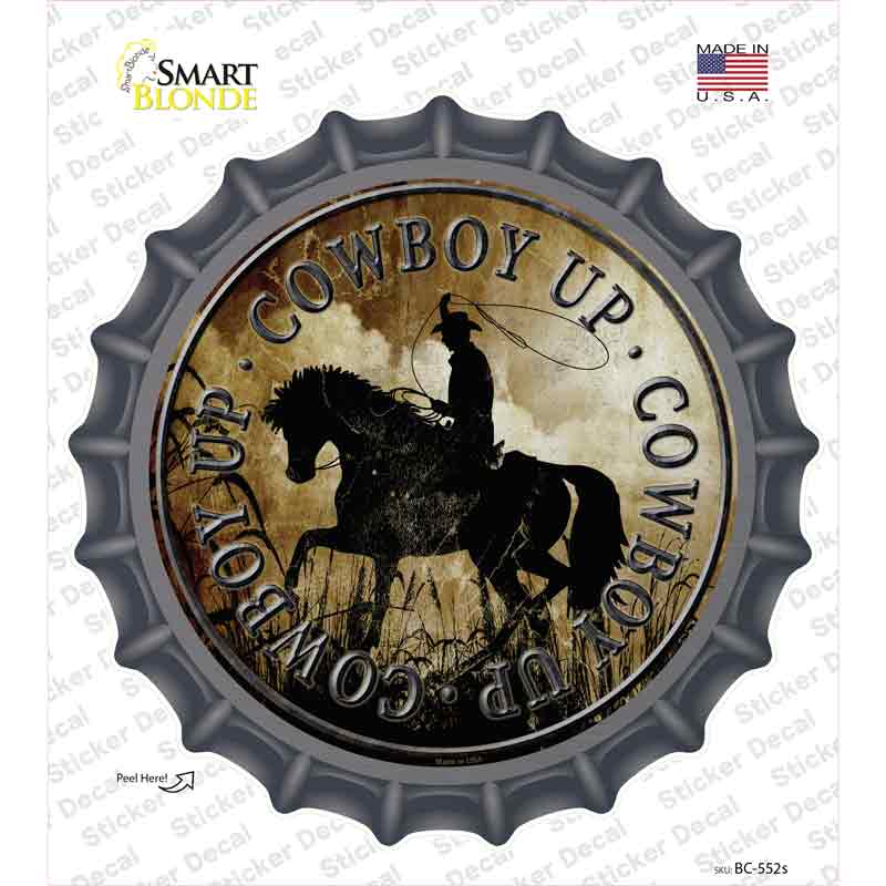 Cowboy Up Novelty Bottle Cap Sticker Decal