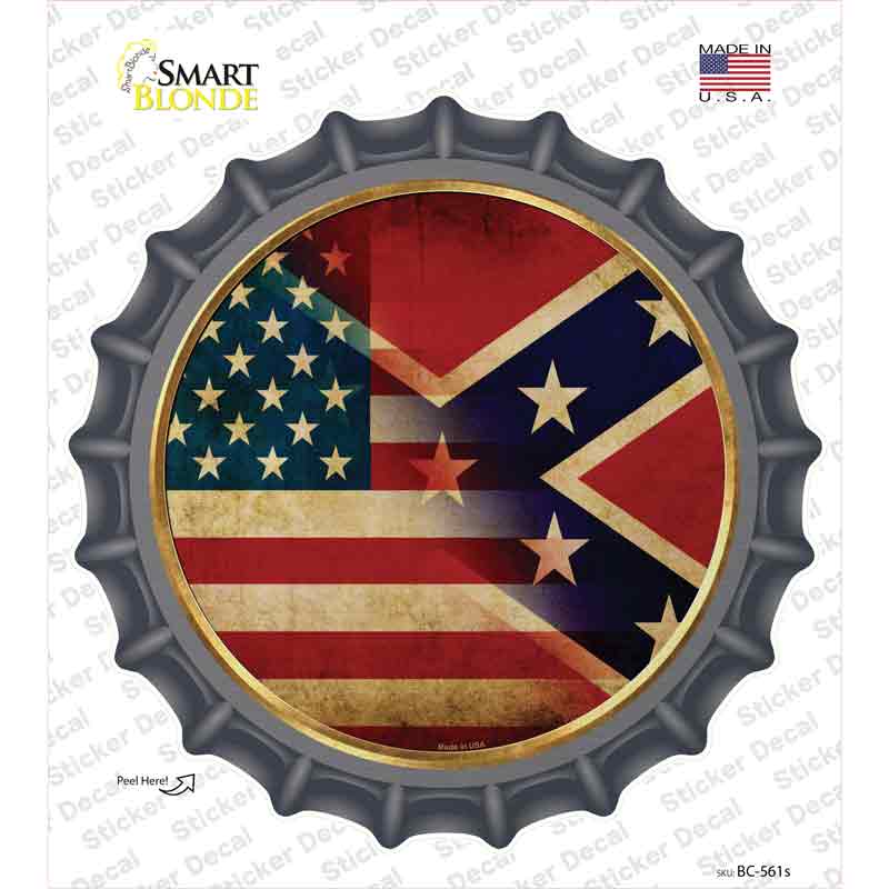 American Confederate Flag Novelty Bottle Cap Sticker Decal