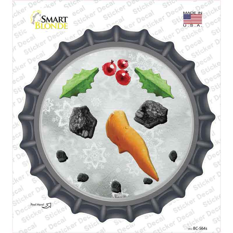 Snowman Face Novelty Bottle Cap Sticker Decal
