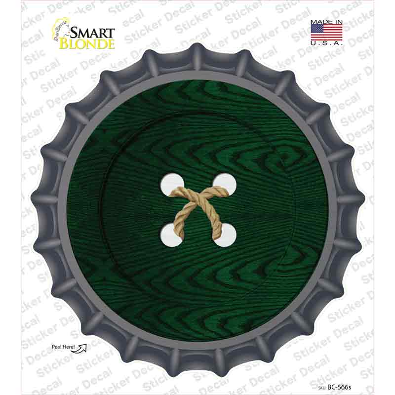 Green Button Novelty Bottle Cap Sticker Decal