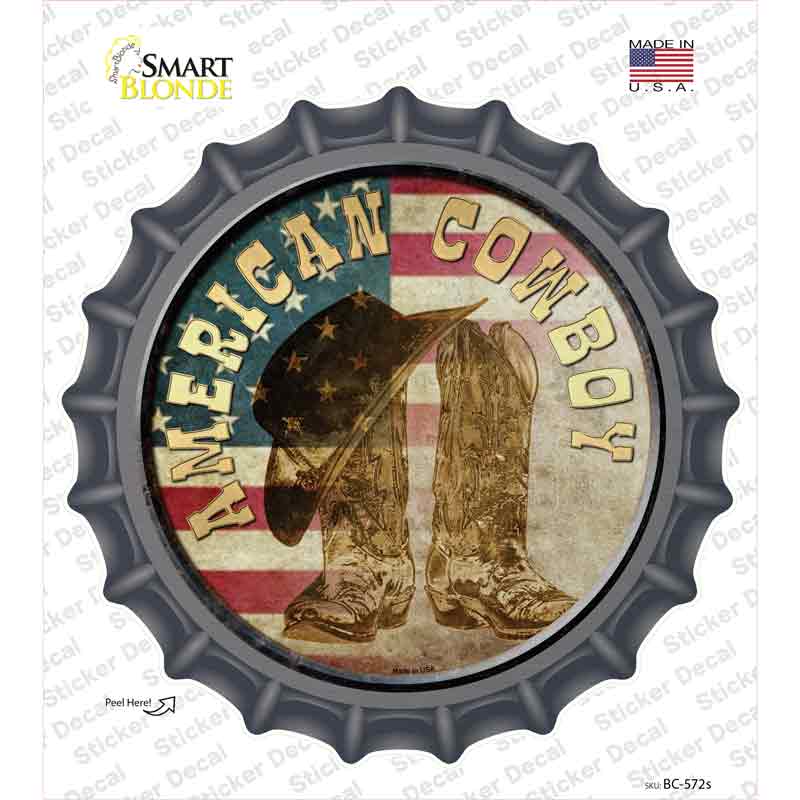 American Cowboy Novelty Bottle Cap Sticker Decal