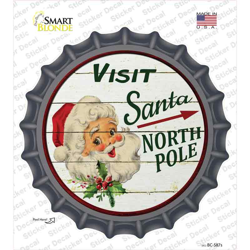 Visit Santa Novelty Bottle Cap Sticker Decal