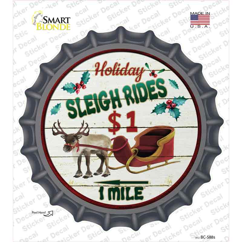 Sleigh Rides Novelty Bottle Cap Sticker Decal