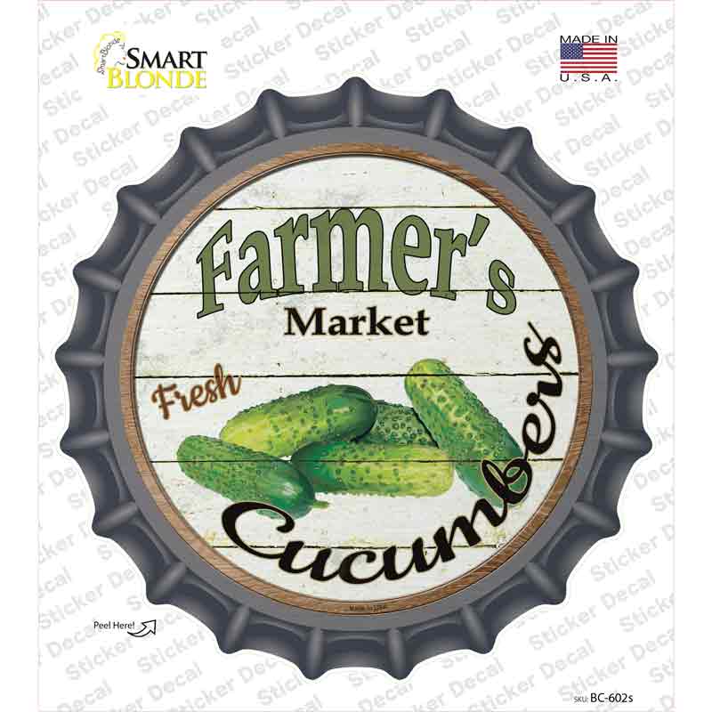 Farmers Market Cucumber Novelty Bottle Cap Sticker Decal