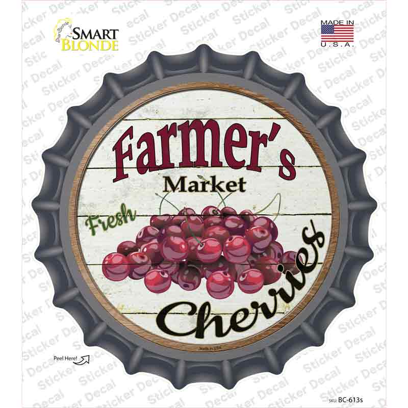 Farmers Market Cherries Novelty Bottle Cap Sticker Decal