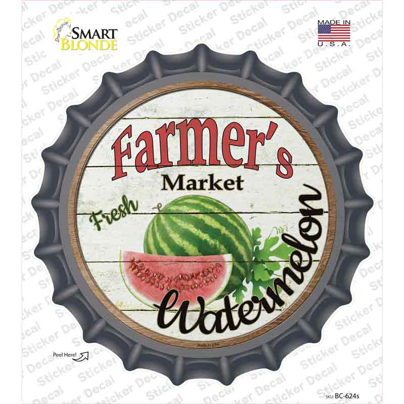 Farmers Market Watermelon Novelty Bottle Cap Sticker Decal