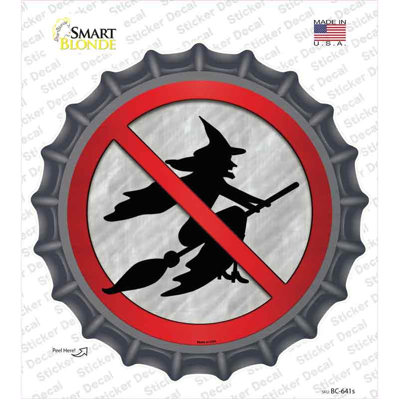 No Witches Novelty Bottle Cap Sticker Decal