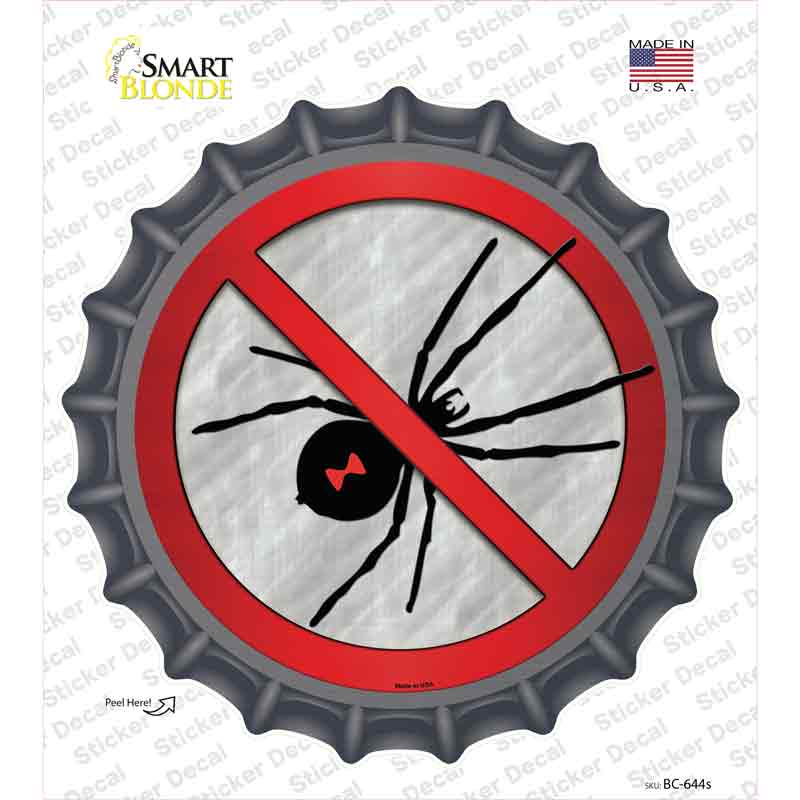 No Spiders Novelty Bottle Cap Sticker Decal