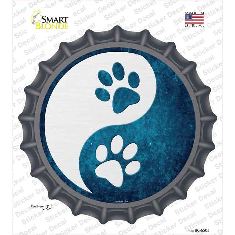 Yin And Yang With Paws Novelty Bottle Cap Sticker Decal