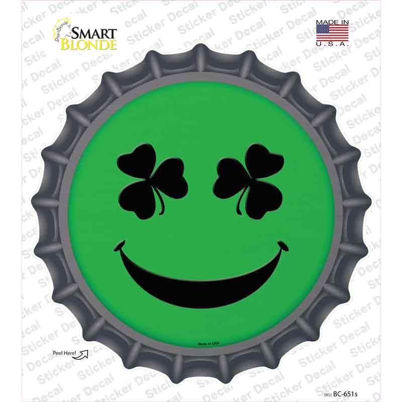 Shamrock Smiling Face Novelty Bottle Cap Sticker Decal