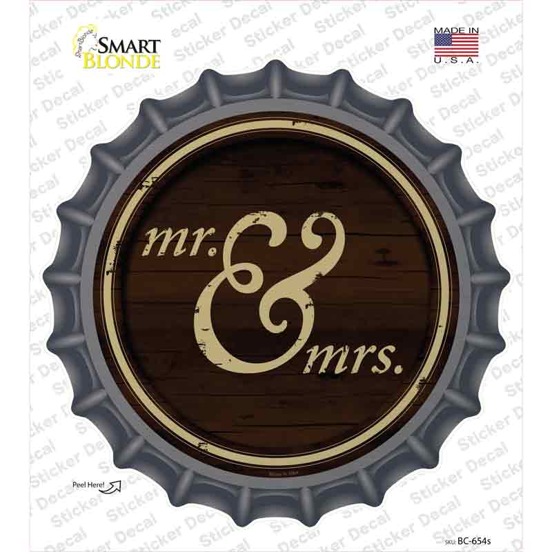 Mr And Mrs Novelty Bottle Cap Sticker Decal