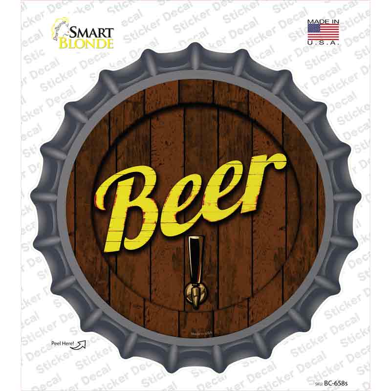 Beer Keg Tap Novelty Bottle Cap Sticker Decal
