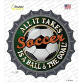Soccer Novelty Bottle Cap Sticker Decal