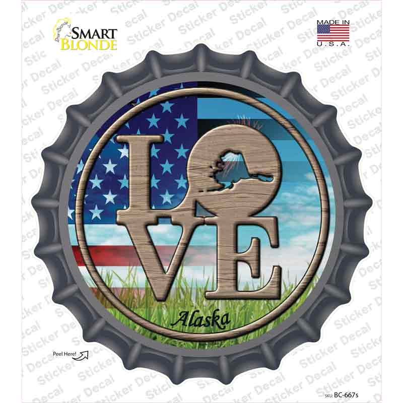 Love Alaska Novelty Bottle Cap Sticker Decal