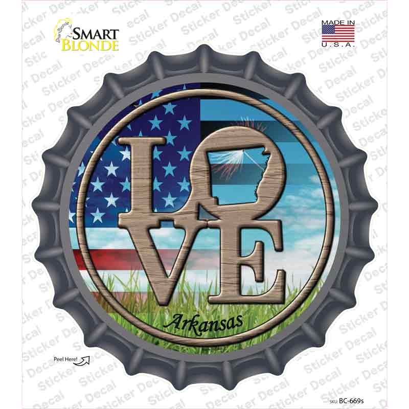 Love Arkansas Novelty Bottle Cap Sticker Decal