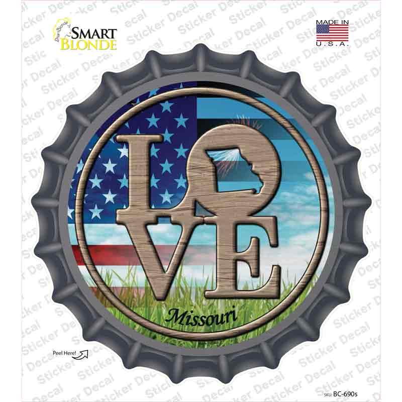 Love Missouri Novelty Bottle Cap Sticker Decal