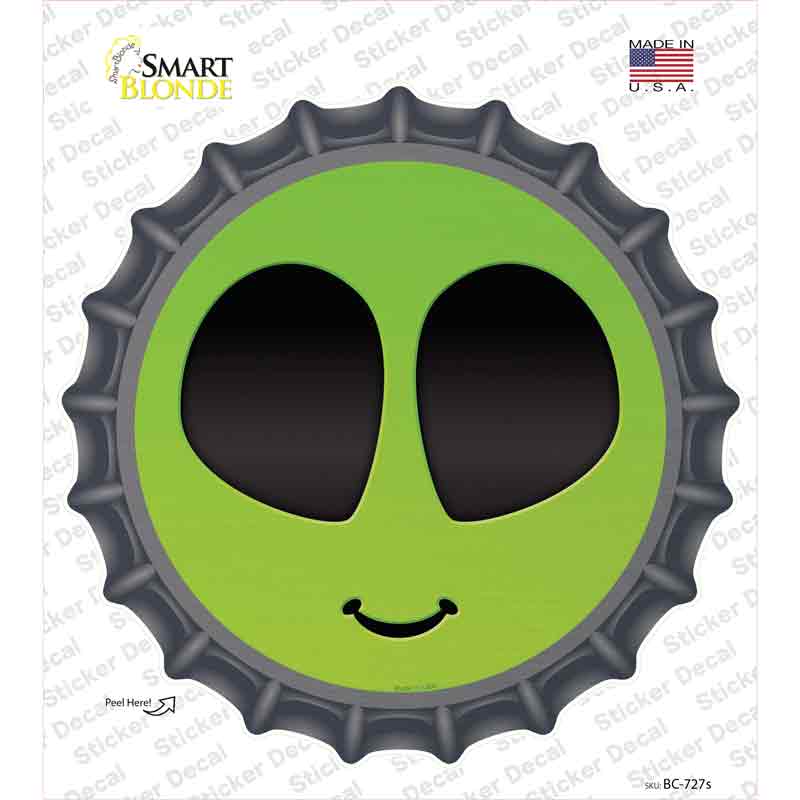Alien Smile Face Novelty Bottle Cap Sticker Decal