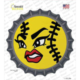 Angry Softball Novelty Bottle Cap Sticker Decal