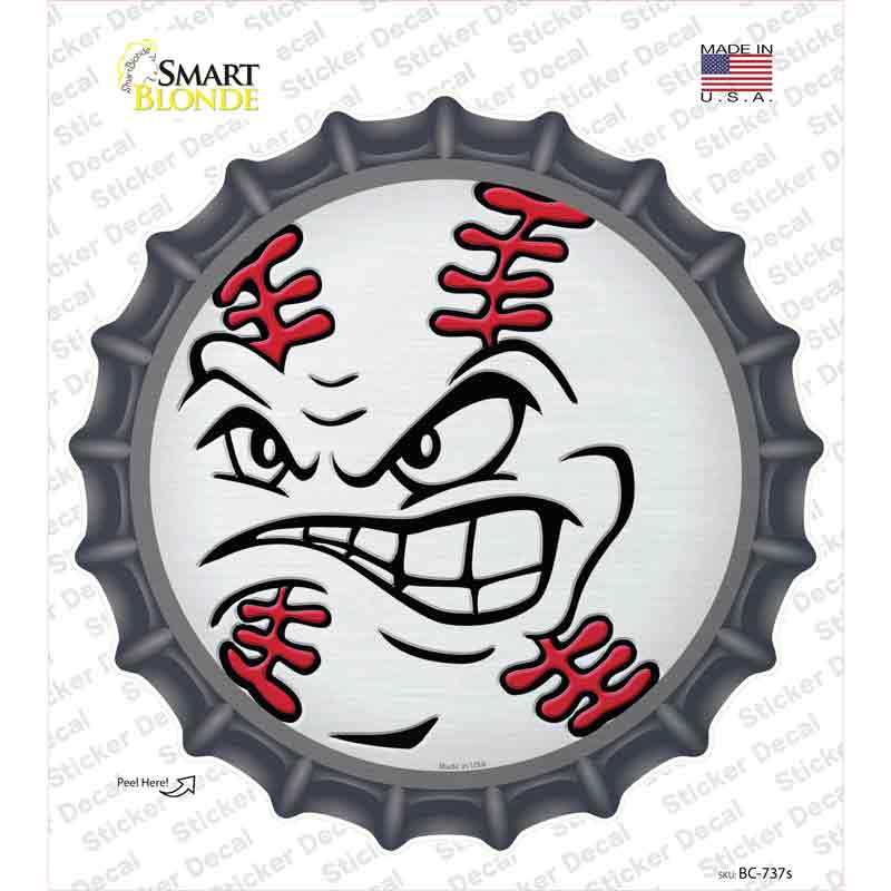 Angry Baseball Novelty Bottle Cap Sticker Decal