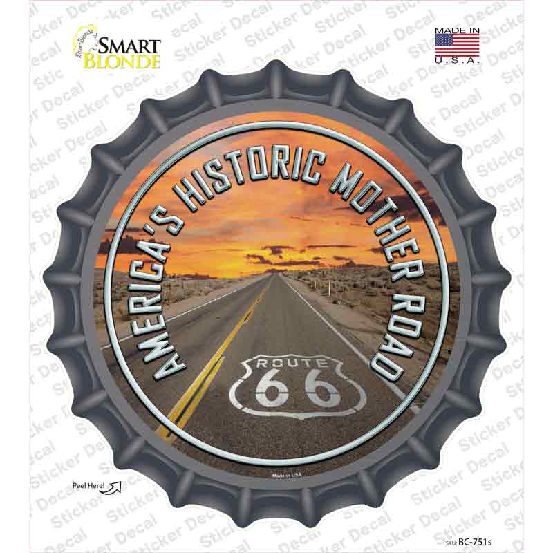 Mother Road Route 66 Novelty Bottle Cap Sticker Decal
