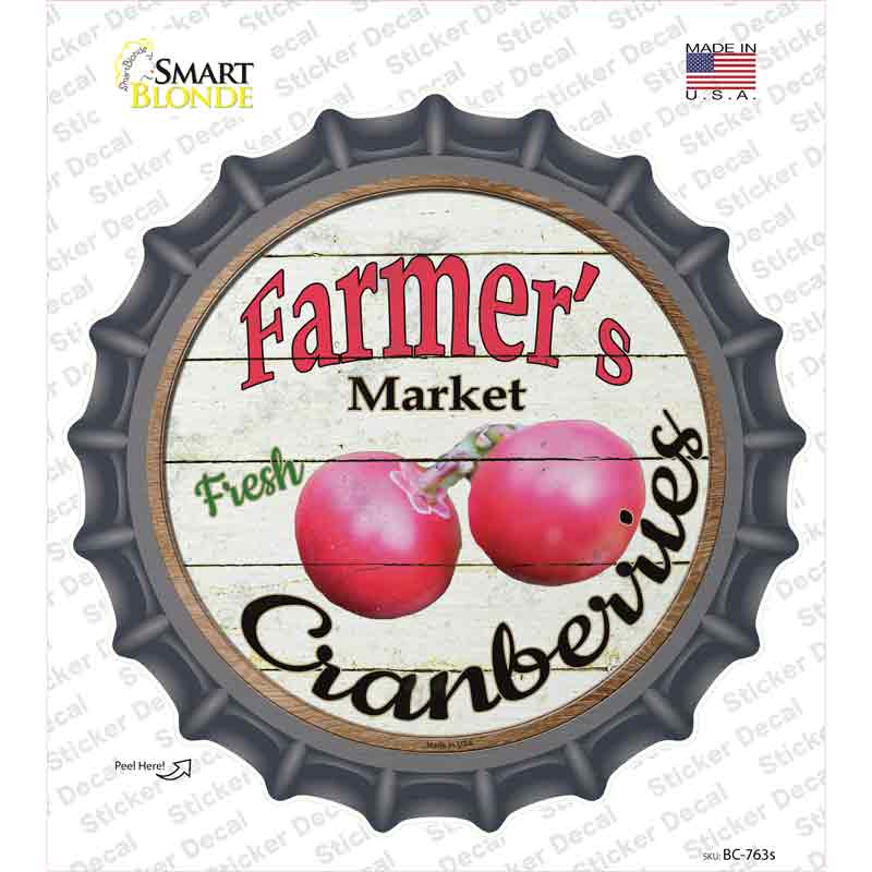 Farmers Market Cranberries Novelty Bottle Cap Sticker Decal