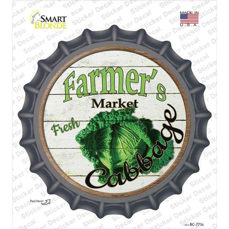 Farmers Market Cabbage Novelty Bottle Cap Sticker Decal