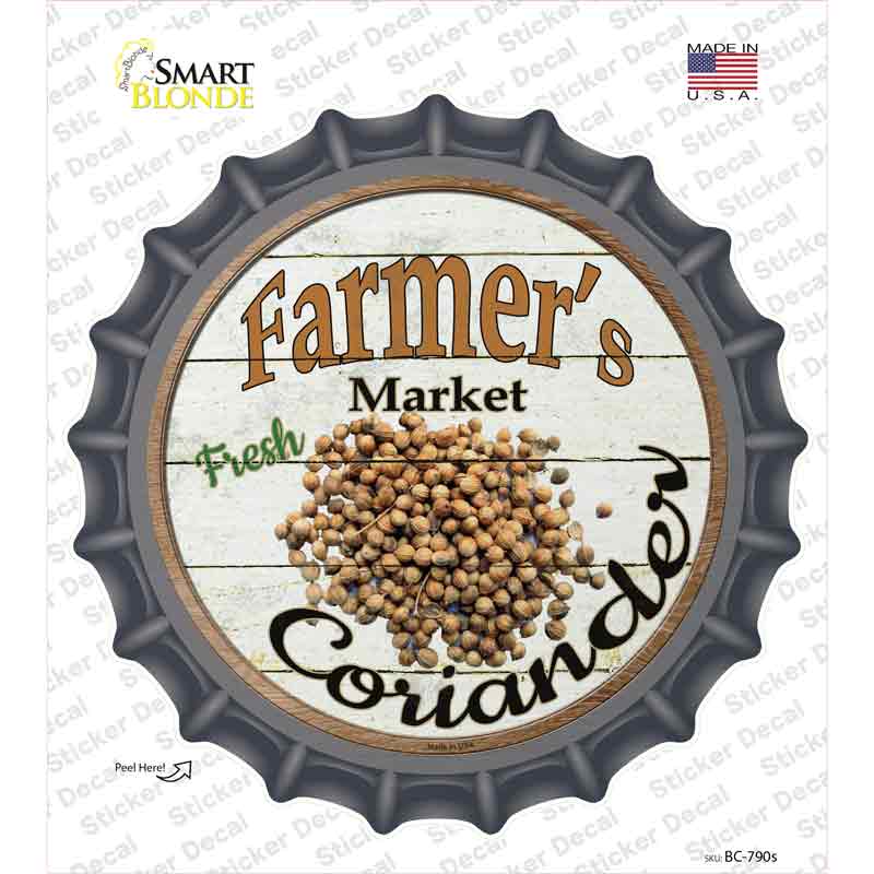 Farmers Market Coriander Novelty Bottle Cap Sticker Decal
