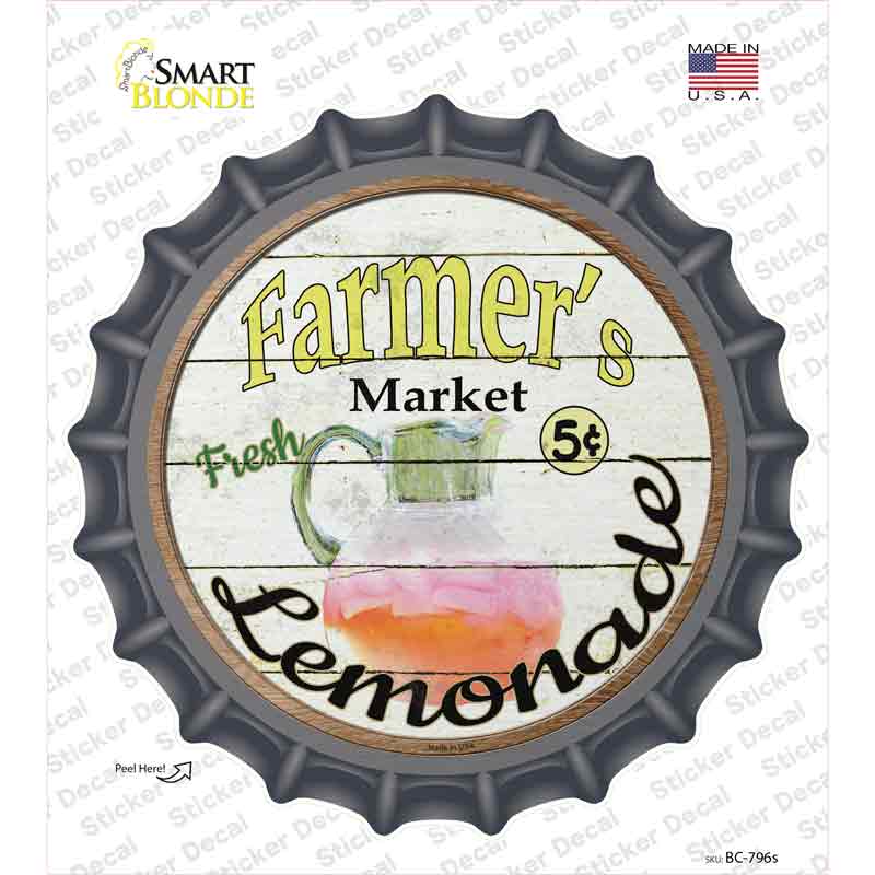 Farmers Market Lemonade Novelty Bottle Cap Sticker Decal