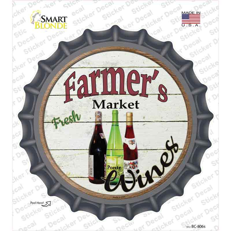 Farmers Market Wines Novelty Bottle Cap Sticker Decal