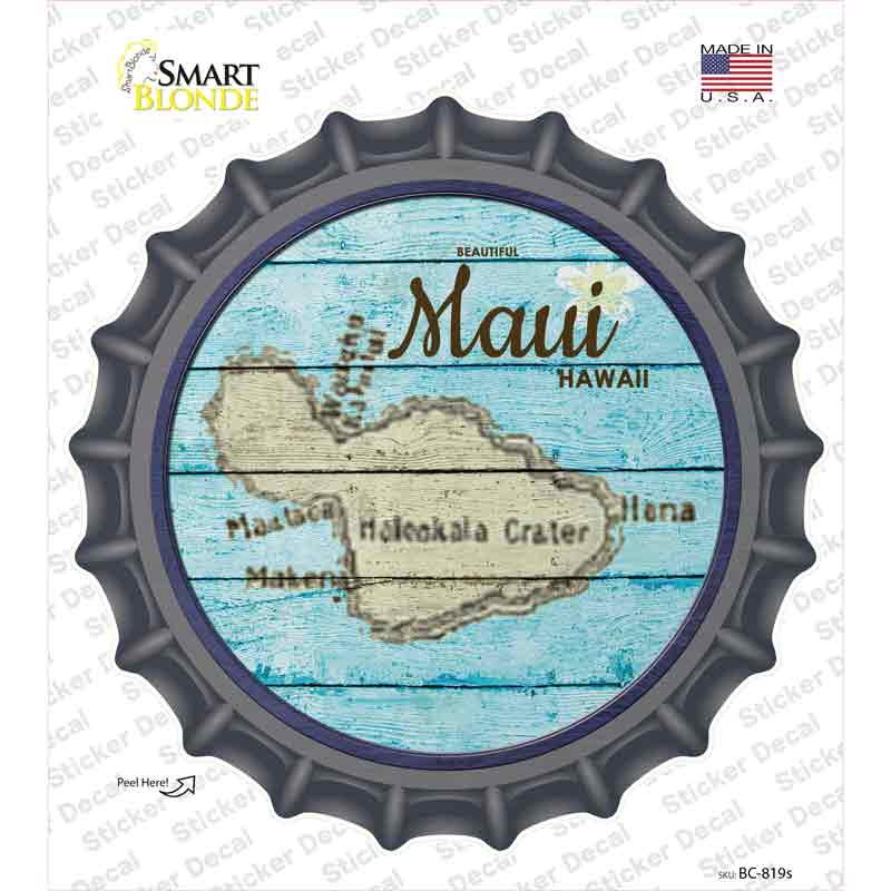Maui Hawaii Map Novelty Bottle Cap Sticker Decal