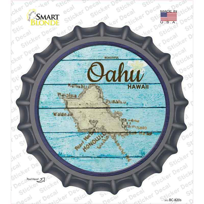 Oahu Hawaii Map Novelty Bottle Cap Sticker Decal