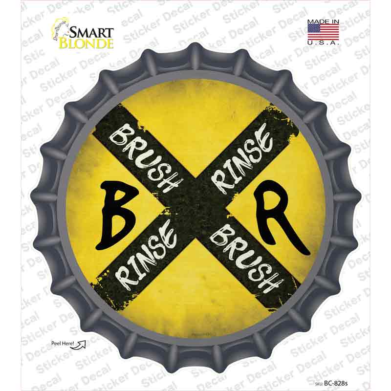 Brush and Rinse Novelty Bottle Cap Sticker Decal