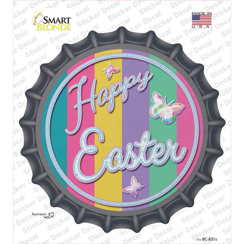 Happy Easter with Butterflies Novelty Bottle Cap Sticker Decal